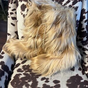 Tall Italian Goat Fur Boots with 2” Vibram soles. Gently Worn & Beautiful♥️